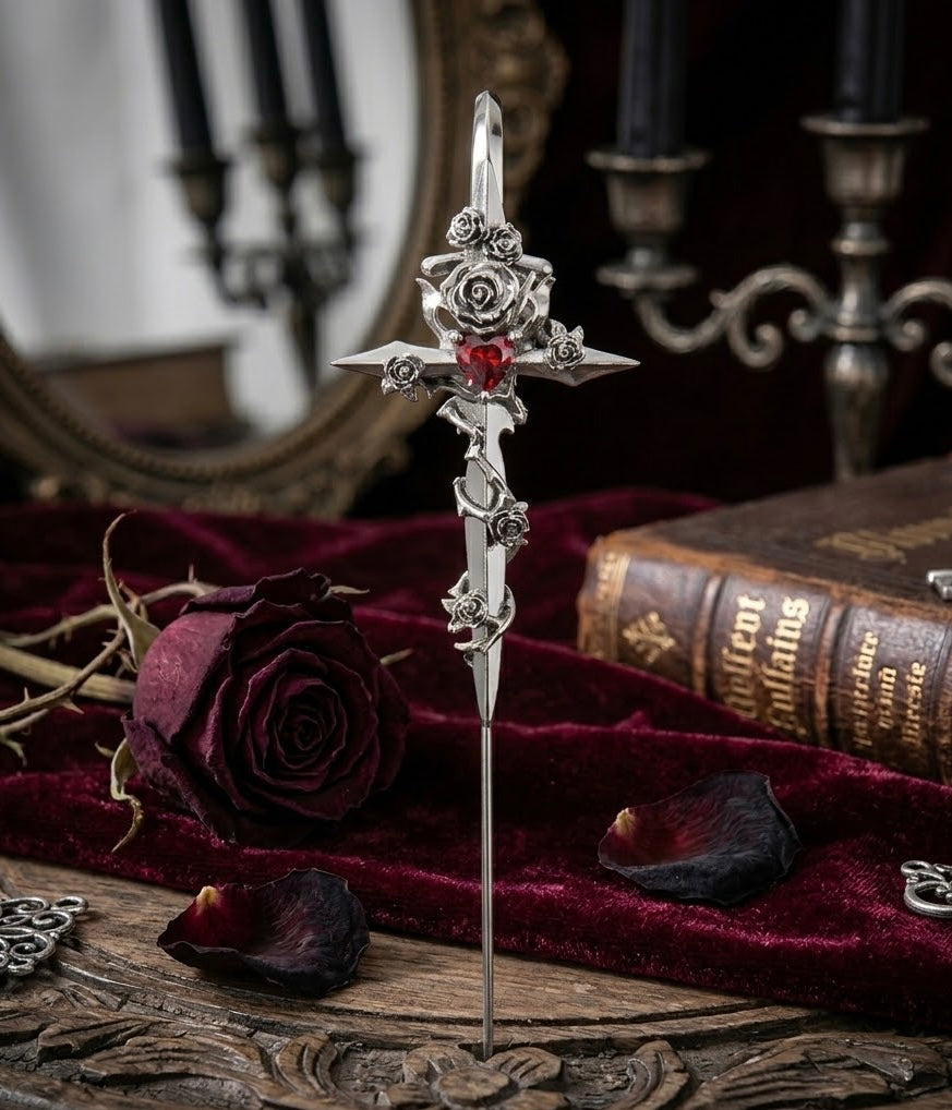 Rose-Dagger Ear Pin
