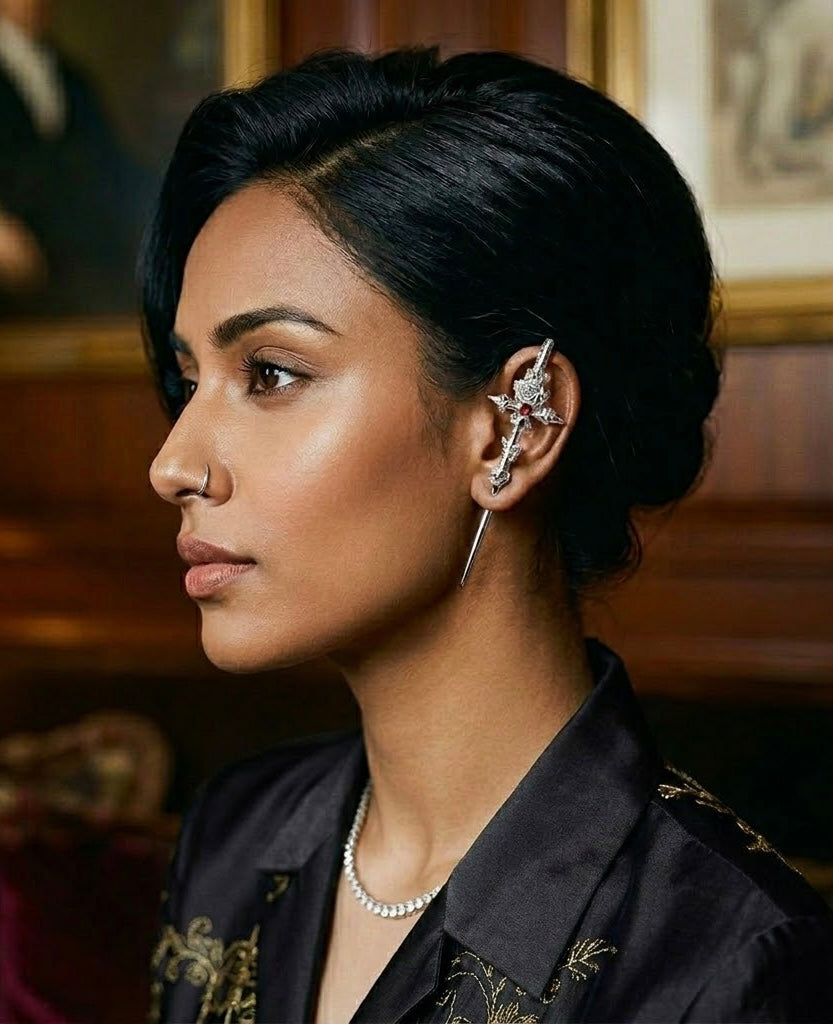 Rose-Dagger Ear Pin