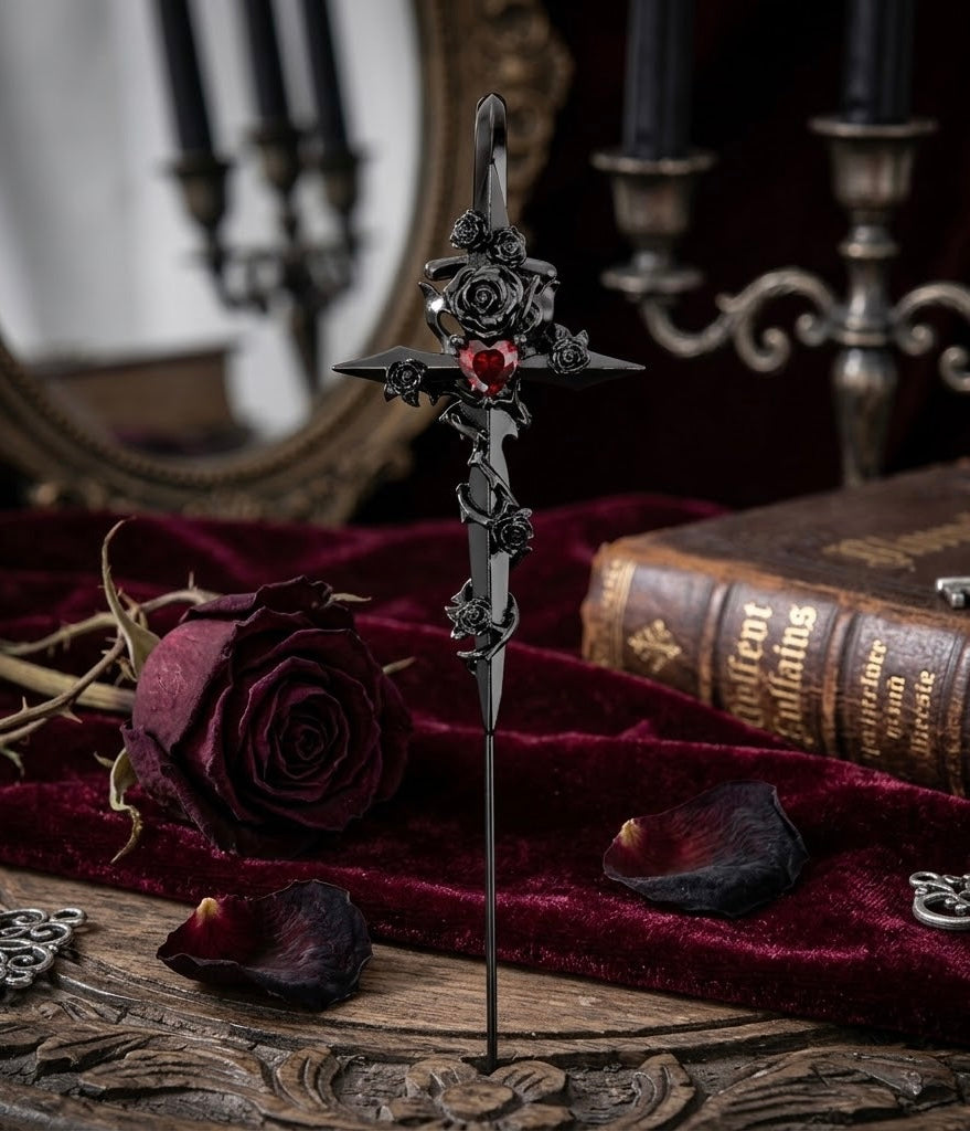 Rose-Dagger Ear Pin